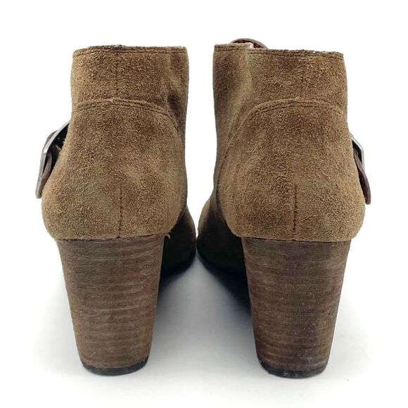 Lucky Brand Sumarah Cognac Brown Suede Buckled Monk Strap Wedge Bootie Size 8 - Picture 9 of 16